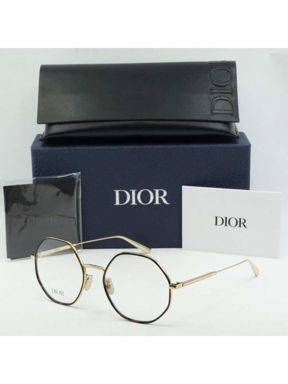 Dior GEMDIORO R2U B000 Geometric Eyeglasses 54mm - Havana / Gold